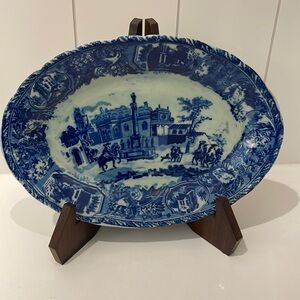 Vintage Victoria Ware Flow Blue Ironstone Oval Plate—Beautiful!! Excellent